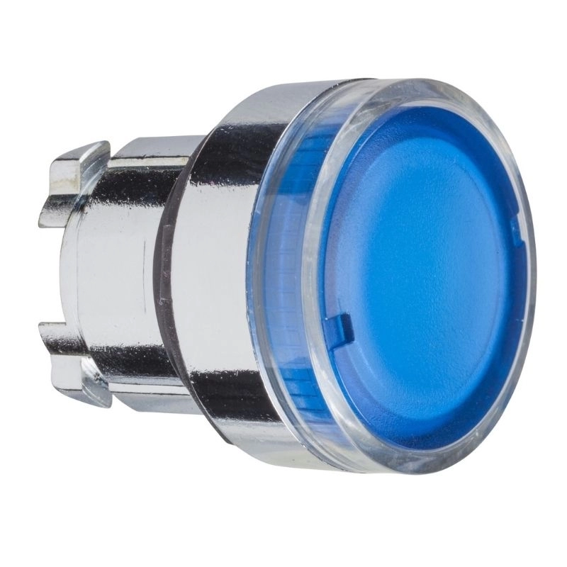Cabezal para pulsador rasante luminoso para lámpara azul